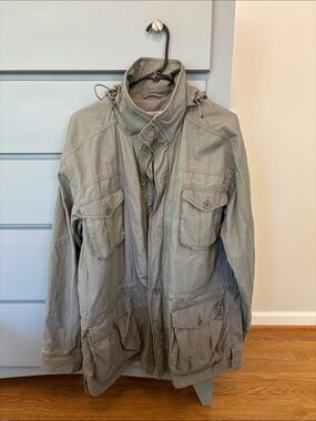 L.L. Bean Grey Field Jacket with Utility Pockets and Hood
